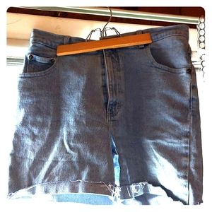 Light Blue Frayed Jean Shorts